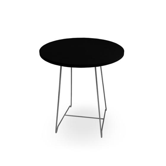 Imagem de Mesa de Canto Lateral Amsterdã Alta Redonda - Prata e Preto