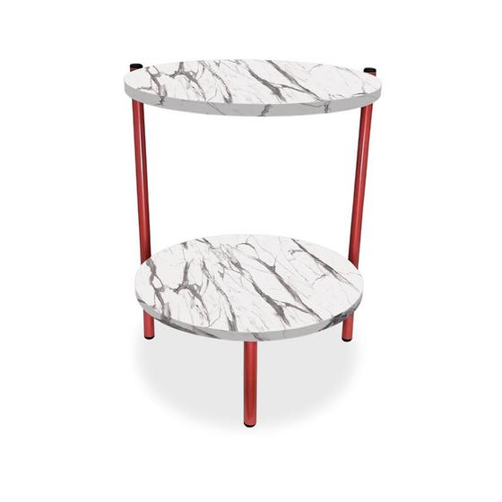 Imagem de Mesa de Canto Lateral Nairóbi Redonda Cobre e Vulcano
