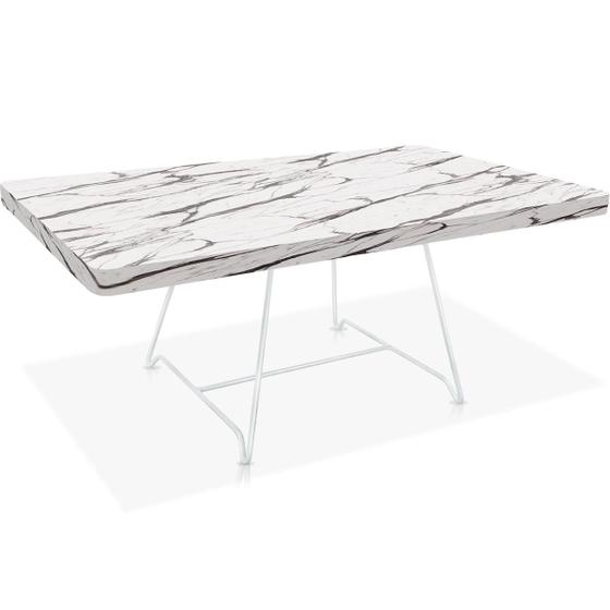 Imagem de Mesa de Centro Amsterdã Retangular em Aço e MDF Clean - Branca e Vulcano