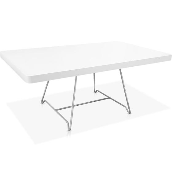 Imagem de Mesa de Centro Amsterdã Retangular em Aço e MDF Clean - Prata e Branca