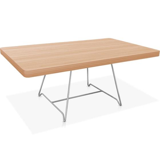 Imagem de Mesa de Centro Amsterdã Retangular em Aço e MDF Clean - Prata e Jade