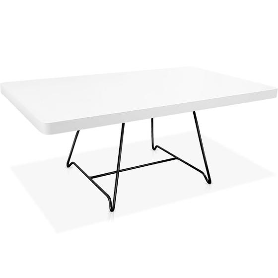 Imagem de Mesa de Centro Amsterdã Retangular em Aço e MDF Clean - Preta e Branco