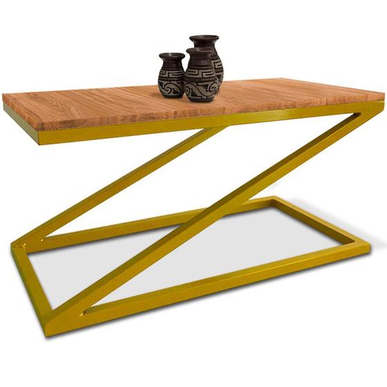 Imagem de Mesa De Centro Astana Retangular Para Sala Decor Madeira MDF Compacta Amarelo