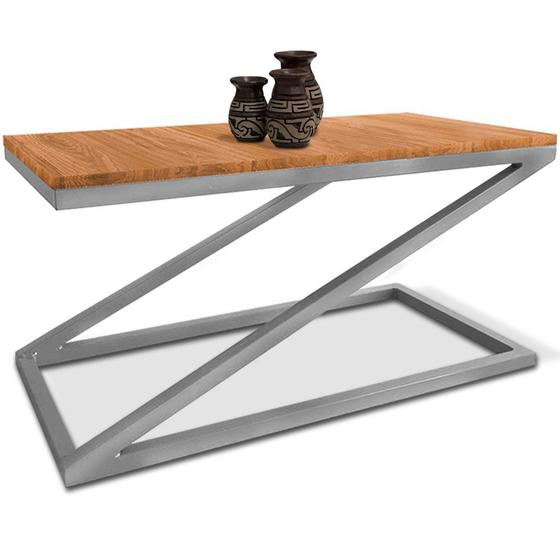 Imagem de Mesa De Centro Astana Retangular Para Sala Decor Madeira MDF Compacta Prata
