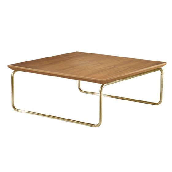 Imagem de Mesa De Centro Astral 70x70 cm Base Aço Tubo Ouro - Bordinhon