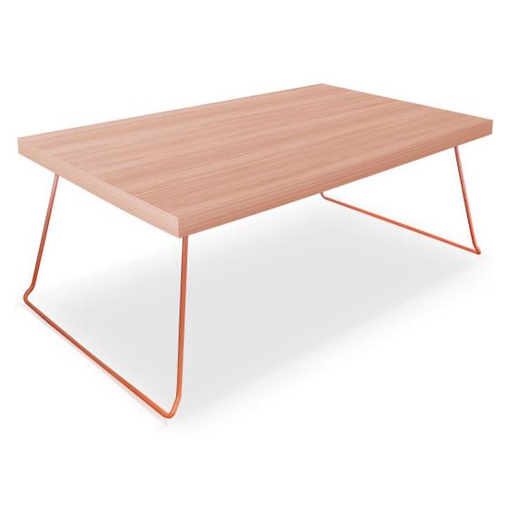 Imagem de Mesa de Centro Berlim Retangular em Aço e MDF Clean - Cobre e Jade