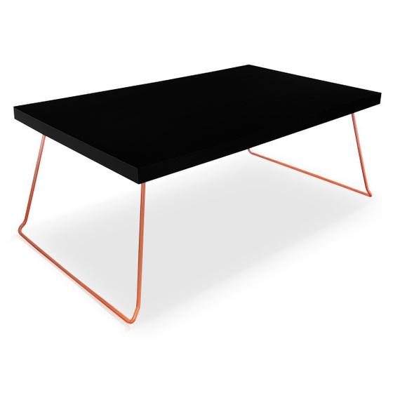 Imagem de Mesa de Centro Berlim Retangular em Aço e MDF Clean - Cobre e Preto