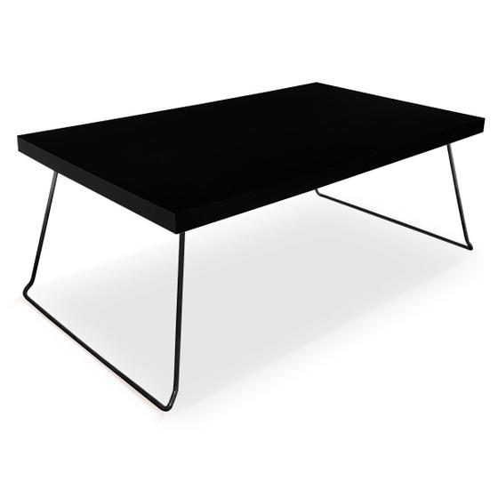 Imagem de Mesa de Centro Berlim Retangular em Aço e MDF Clean - Preta