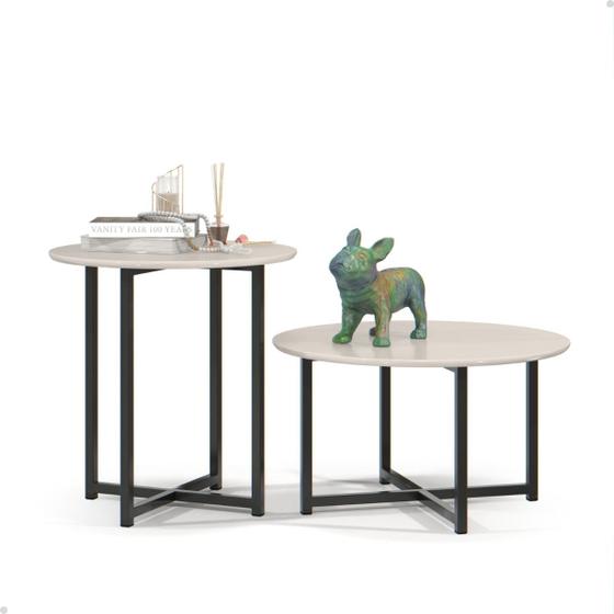 Imagem de Mesa de Centro com Mesa Lateral - Off White - Mod.3047