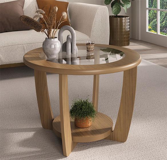 Imagem de Mesa de Centro Curve Moderna com Tampo de Vidro para Sala - Artely