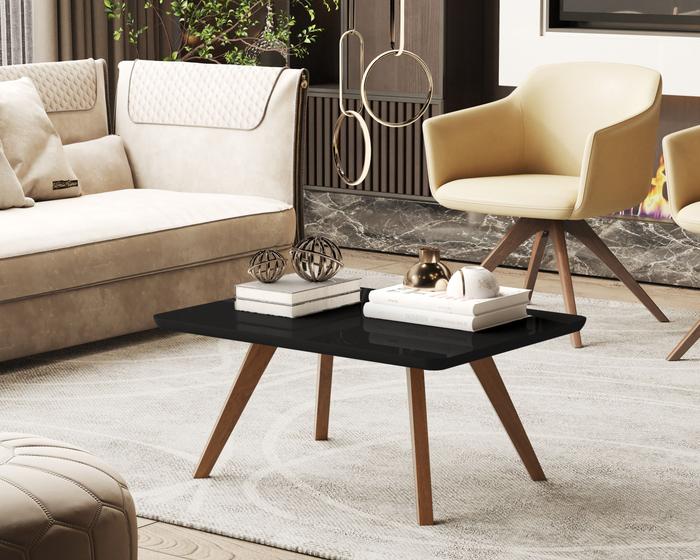 Imagem de Mesa de Centro Decor Estilo Retrô com Pés em Madeira Preto