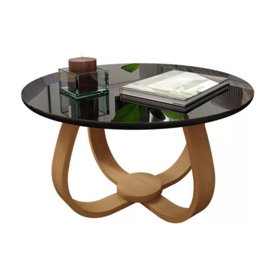 Imagem de Mesa de Centro Decorativo Base Cebola Argos 35cm Altura Tampo Vidro Laca 50x50 - Bordinhon