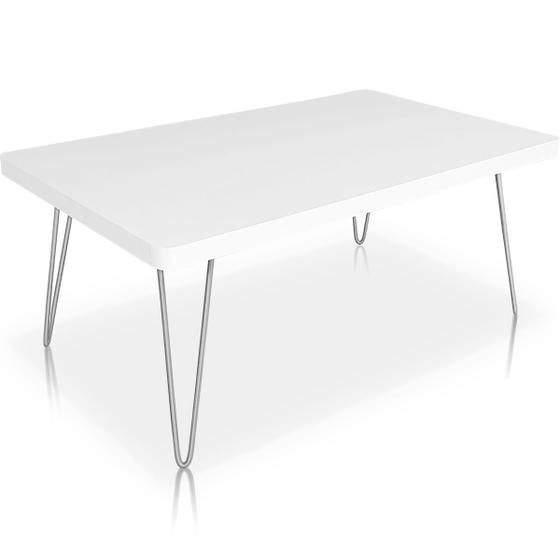 Imagem de Mesa de Centro Dublin Retangular em Aço e MDF Clean - Prata e Branca