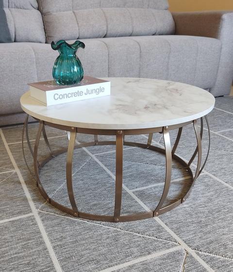 Imagem de Mesa de Centro em Ferro e Madeira - sala Industrial Redonda