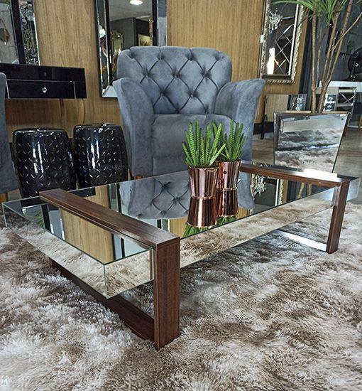 Mesa de Centro Espelhada Fenix MD Menor preço em Mesa de Centro Espelhada Fenix MD