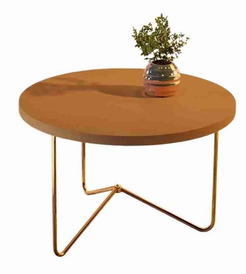 Imagem de Mesa de Centro JB 8004 MDF Nature Pés Dourado Jb Bechara