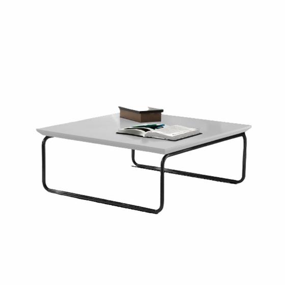 Imagem de Mesa de Centro Munique 70x70 cm Branco com Base Preta