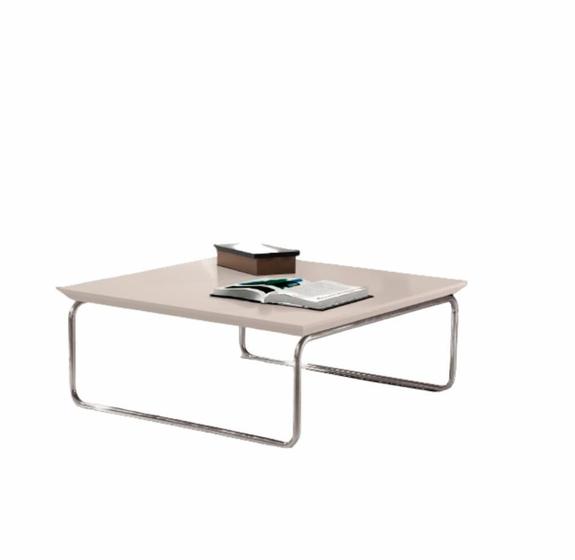 Mesa de Centro Munique 70x70 cm Off White com Base Cromada - Lar Flex Imagem de Mesa de Centro Munique 70x70 cm Off White com Base Cromada