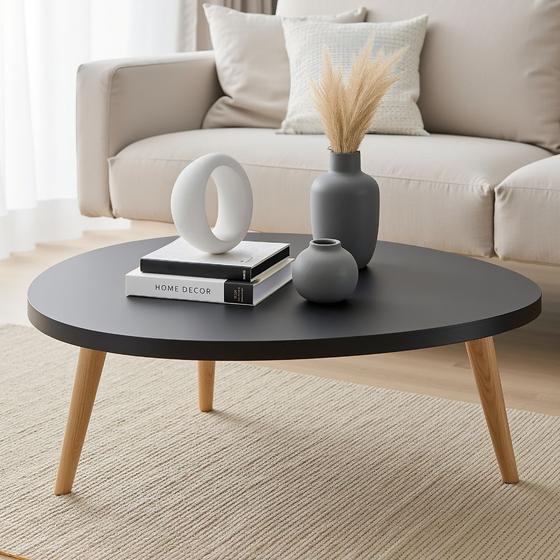 Mesa de Centro Orgânica Moderna Para Sala Pés de Madeira