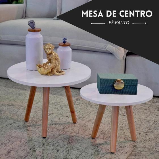 Imagem de Mesa De Centro Para Sala Pés De Madeira Decorativa