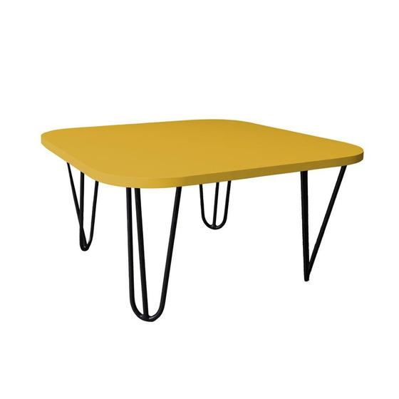 Imagem de Mesa De Centro Pés Hairpin Legs Lateral De Apoio Para Sala Estar Dormitório Amarelo Laca