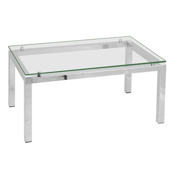 Imagem de Mesa de Centro Retangular Cromada Aço Transparente