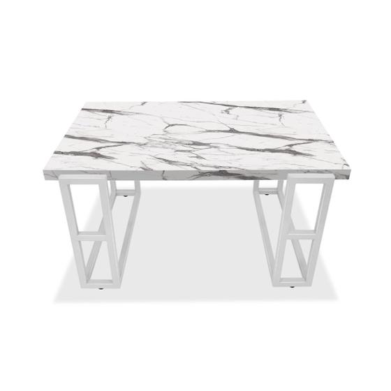 Imagem de Mesa De Centro Retangular Para Sala Brienz Branco e Vulcano