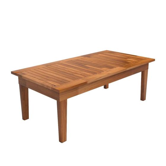 Imagem de Mesa de Centro Ripada 80cm x 40cm Madeira Rústica - Castanho - Ofertamo