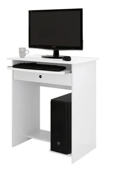 Mesa de Computador 1 Gaveta Pratica Branco - EJ Moveis Menor preço em Mesa de Computador 1 Gaveta Pratica Branco - EJ Moveis