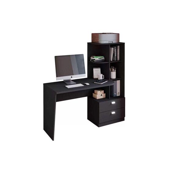 Imagem de Mesa de Computador Elisa c/ 2 Gavetas e 6 Nichos Preto - Permóbili