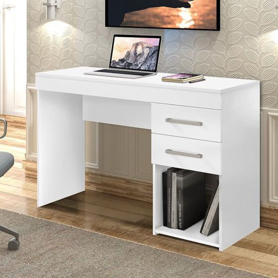 Imagem de Mesa de Computador Escrivaninha Aspen 2 Gav Branco - Rede Móveis