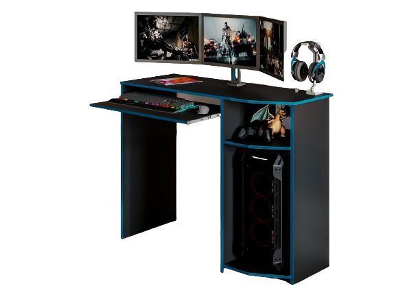 Imagem de Mesa de Computador Escrivaninha Gamer  Azul/Preto