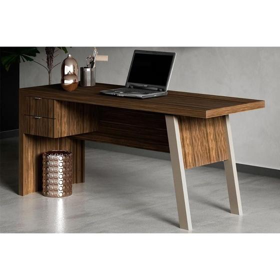 Imagem de Mesa de Computador ME4122 c/ 2 Gavetas Nogal - Tecno Mobili