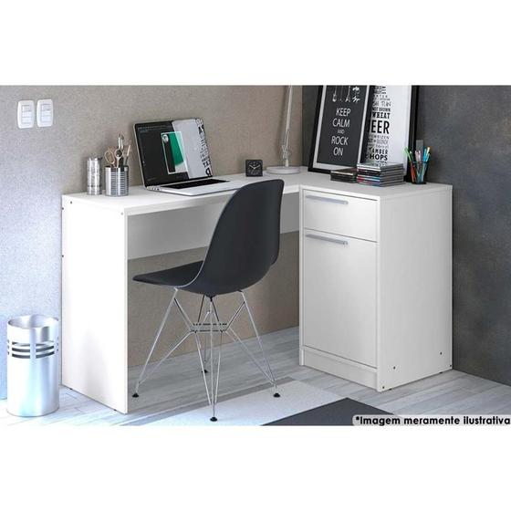 Imagem de Mesa de Computador Moscou 1 Gaveta e 1 Porta Branco - Politorno