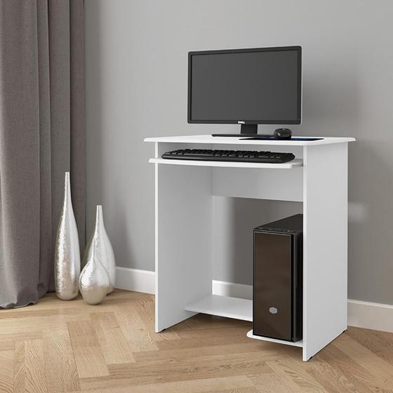 Imagem de Mesa de Computador ou Notebook Prática Básica Home Office Branco