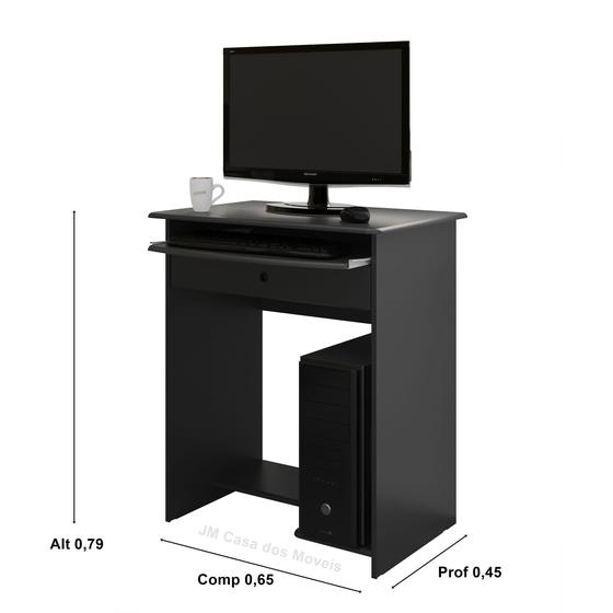 Imagem de Mesa de Computador Prática com Gaveta cor Preto - JM Casa dos Moveis