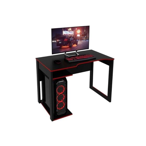 Imagem de Mesa de Computador Solteiro Gamer ME4161 Preto/Vermelho - Tecno Mobili