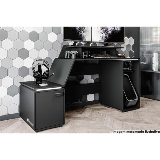 Imagem de Mesa de Computador XT RACER SPACE TWO - XTMP108 Preto/Adesivo Branco - Politorno