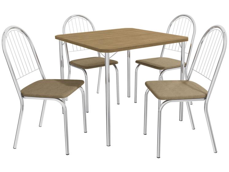 Imagem de Mesa de Cozinha 4 Cadeiras Quadrada Crome Jade