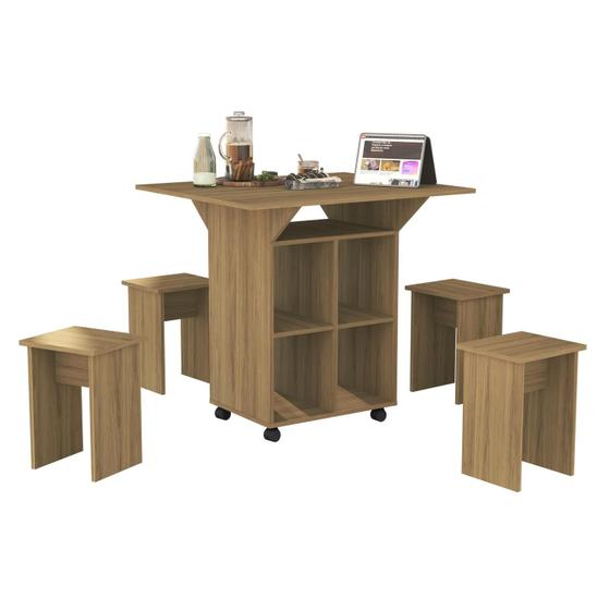 Imagem de Mesa de Cozinha Dobrável Moderna 90CM Annie Com bancos Annie
