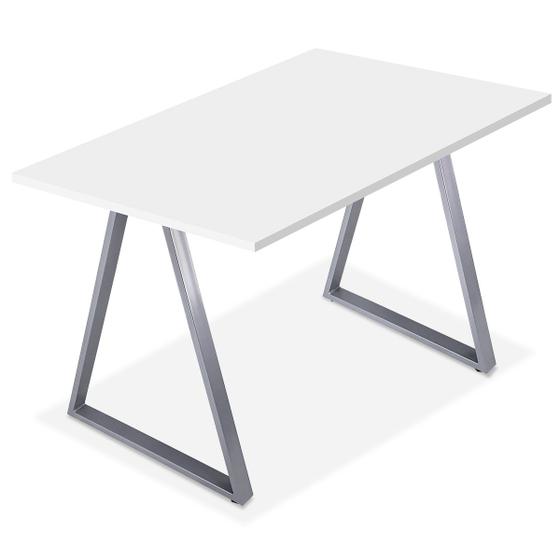 Imagem de Mesa de Cozinha Jantar Escritório Home Office Mirage Tampo 120cm x 60cm - Prata Branca