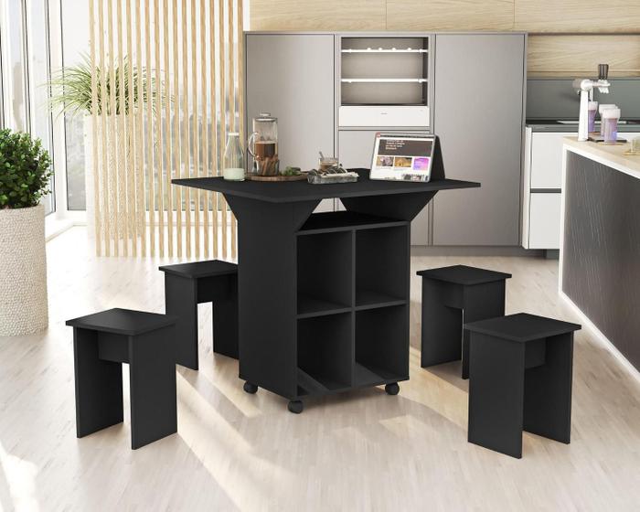 Imagem de Mesa de Cozinha Multifuncional com Bancos 100%MDF Annie