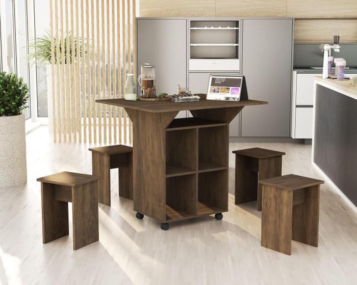 Imagem de Mesa de Cozinha Multifuncional com Bancos 100%MDF Annie