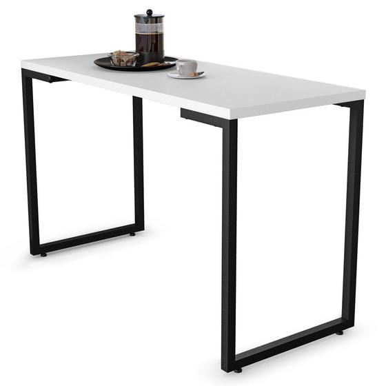 Imagem de Mesa de Cozinha Multiuso Lanche Rápido Estilo Industrial 120x50cm BP Prattica F02 Branco - Mpozenato