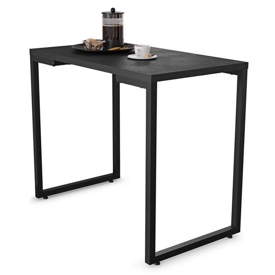 Imagem de Mesa de Cozinha Multiuso Lanche Rápido Estilo Industrial 90x50cm BP Prattica F02 Preto - Mpozenato