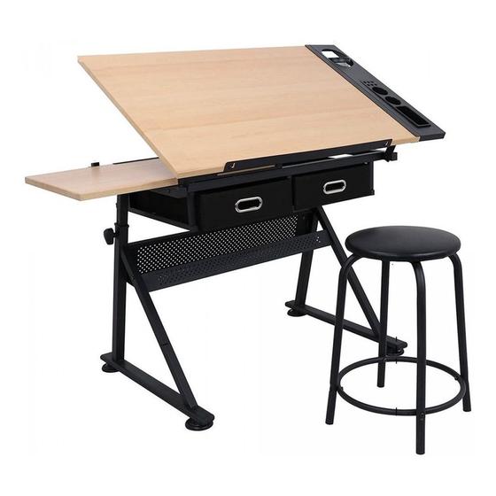 Imagem de Mesa De Desenho Sinoart Sfe0193 Com Banco E Gavetas
