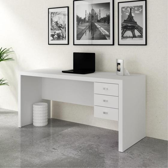 Imagem de Mesa de Escritório 155 cm com 3 Gavetas - Branco