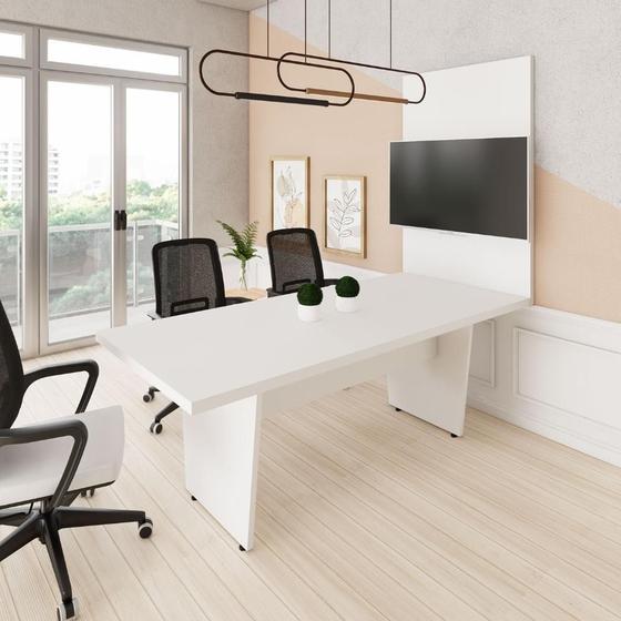 Imagem de Mesa de Escritório 2,00m e Painel de TV com Passa Cabos F5