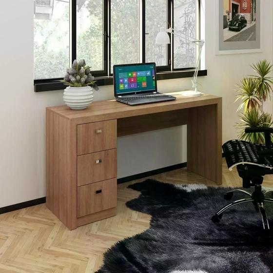 Imagem de Mesa de Escritório 3 Gavetas Tecno Mobili - Amêndoa