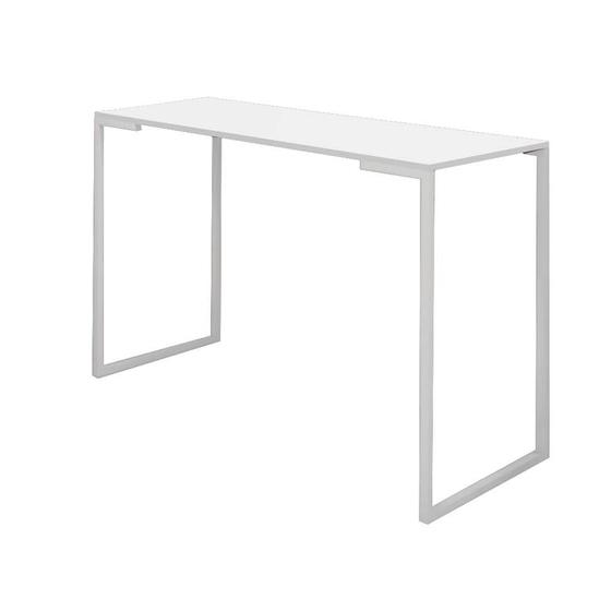 Imagem de Mesa De Escritório Computador 90cm Stan Industrial Ferro Branco MDF Branco - Ahz Móveis